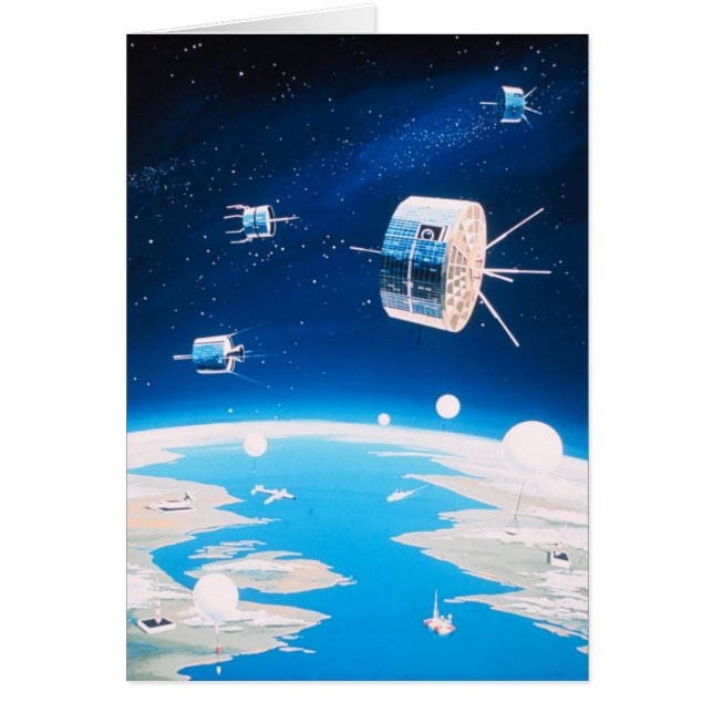 Rétro illustration vintage satellite de fusée (Devant)