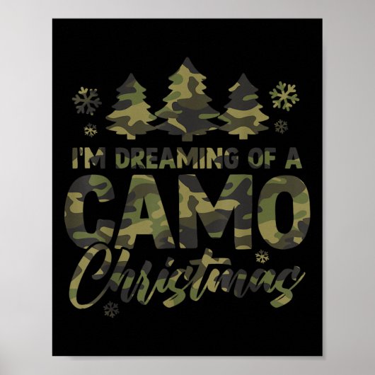 Retro I'm Dreaming Of A Camo Christmas Camouflage Poster (Voorkant)