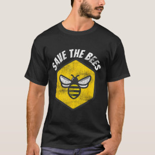 Retro imker honingbij bewustzijn Red de bijen E T-shirt