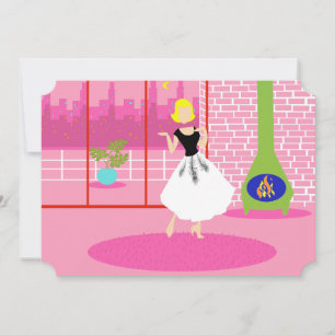  Retro In de Roze Uitnodiging