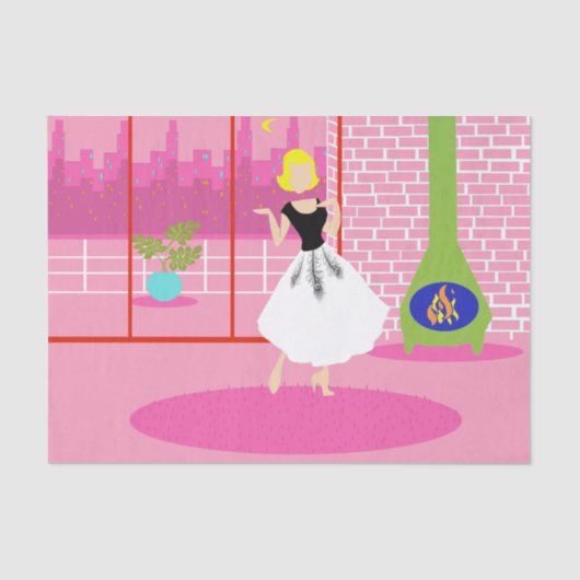 Retro in het roze weefselpapier tissuepapier (Voorkant)