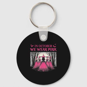 Retro In Oktober dragen we Roze Heks Borstkanker Sleutelhanger