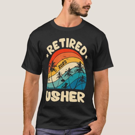 Retro In ruste Usher  pensionering werkt T-shirt (Voorkant)