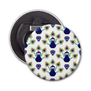 retro india exotische pauw button flesopener