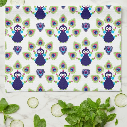 retro india exotische pauw theedoek (Gevouwen)