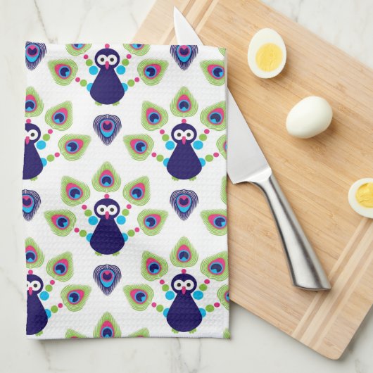 retro india exotische pauw theedoek (Quarter Fold)