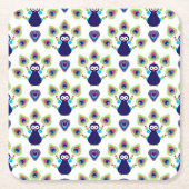 retro india exotische pauw vierkante kartonnen onderzetter (Voorkant)