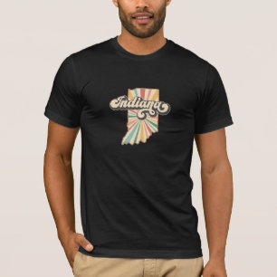 Retro Indiana kaart artwork staatsontwerp T-shirt