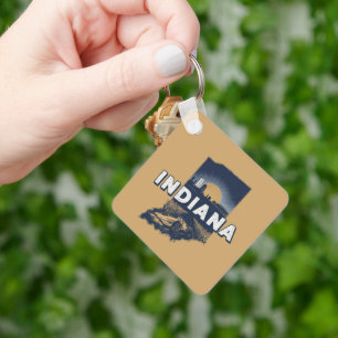 Retro Indiana Schilderachtig Silhouet  Sleutelhanger