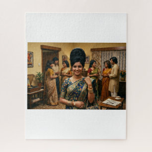 Retro Indiase mode en bouffant kapsel uit de jaren Legpuzzel