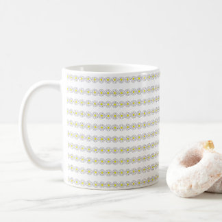 Retro Indie Gele Madeliefjes Lijn Kunst Patroon Koffiemok