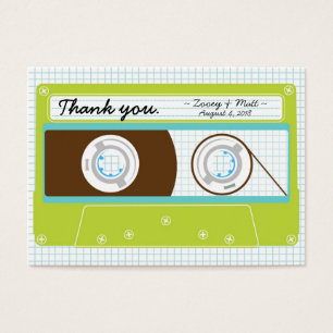 Retro Indie Mixtape Bruiloft Blauw / Limoen Groen Visitekaartjes