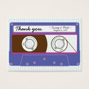 Retro Indie Mixtape Bruiloft (Paarse/Blauw) Visitekaartje