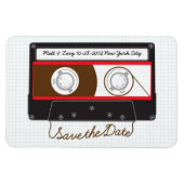 Retro Indie Mixtape Bruiloft Rood, Zwart & Wit Magneet (Horizontaal)