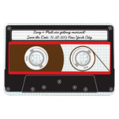 Retro Indie Mixtape Bruiloft Rood, Zwart & Wit Magneet (Horizontaal)