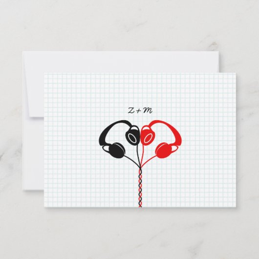 Retro Indie Mixtape Bruiloft Rood, Zwart & Wit RSVP Kaartje (Achterkant)