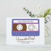 Retro Indie Mixtape Paarse / Blauw De datum opslaa Save The Date (Staand voorkant)