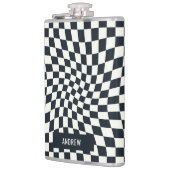 Retro Indigo wit geruit gepersonaliseerd Heupfles (Links)