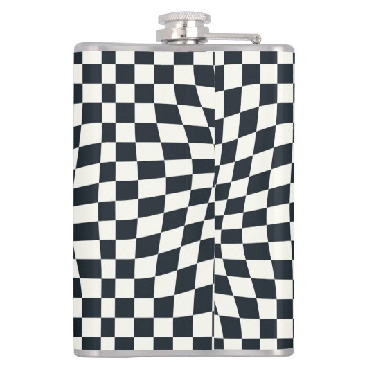 Retro Indigo wit geruit gepersonaliseerd Heupfles (Achterkant)