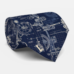 Retro Industrial Blue print Cravate d'ingénierie