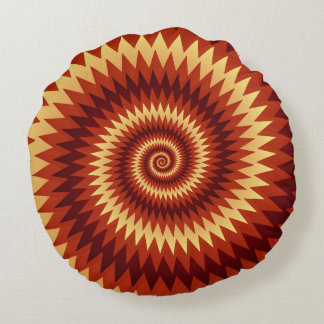 Retro Inferno Spiraal Kunst – Hypnotische Geometri Rond Kussen