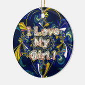 Retro Infinity Ik hou van mijn meisje Keramisch Ornament (Links)