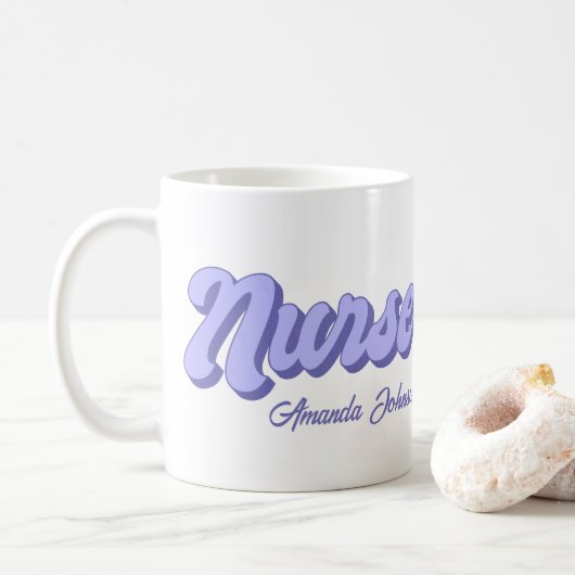 Retro Infirmière personnalisée Mug (Avec donut)