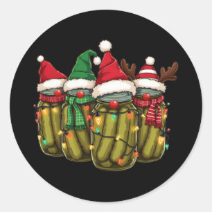 Retro Ingeblikte augurken Kerst Licht Zelfgemaakte Ronde Sticker