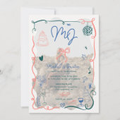 Retro initiaal handgetekende geïllustreerde foto's kaart (Voorkant)