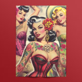 Retro Inked Meisjes Tissuepapier