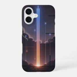 Retro-Inspired Luminous Space Rays iPhone 16 Hoesje