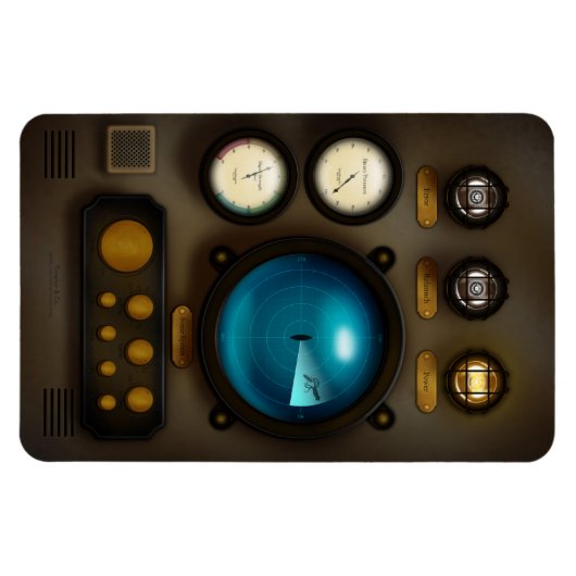 Retro-Inspired Ship Sonar Control Panel Steampunk Magneet (Horizontaal)