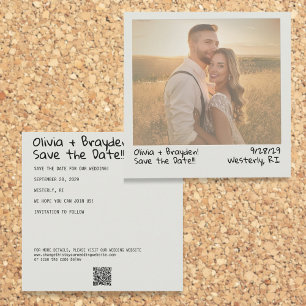 Retro Instant Camera Foto Sla de datum op met QR Save The Date