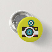 Retro Instant Camera (wit / bruin) Flair Button (Voorkant /achterkant)