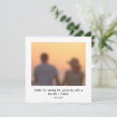 Retro instant foto namen bruiloft bedankkaart (Staand voorkant)
