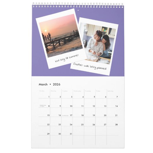 Retro instantanée photo amusant calendrier familia (Mar 2026)