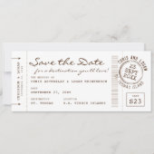Retro-instapkaart & paspoortstempel De datum opsla Aankondiging (Voorkant)