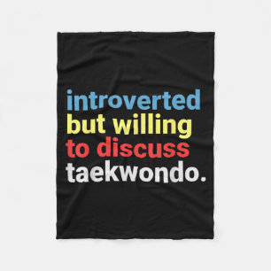 Retro Introvert Maar Taekwondo Liefhebber Grappig Fleece Deken