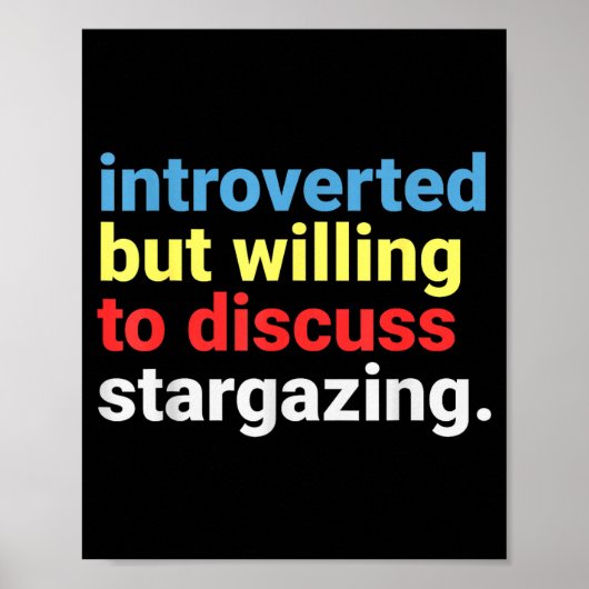 Retro Introverted But Willing Stargazing Lover Fun Poster (Voorkant)