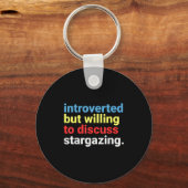Retro Introverted But Willing Stargazing Lover Fun Sleutelhanger (Voorkant)