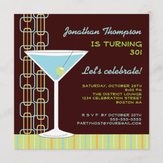 Rétro invitation bleue de fête d'anniversaire de