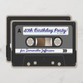 Rétro invitation d'anniversaire d'enregistreur à (Devant / Derrière)