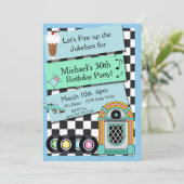 Retro Invitation d'anniversaire du dîner des année (Debout devant)