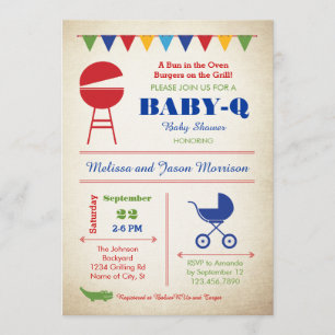 Rétro invitation de baby shower de Bébé-q