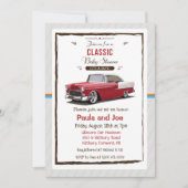 Rétro invitation de baby shower de voiture (Devant)