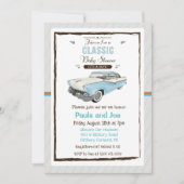 Rétro invitation de baby shower de voiture (Devant)
