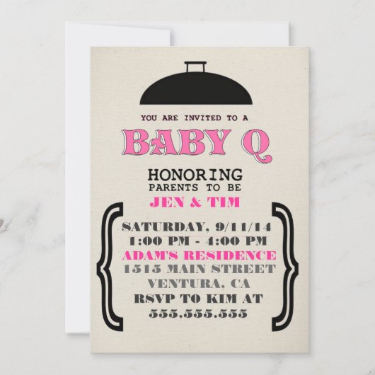 Rétro invitation de baby shower du bébé Q (Devant)