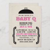 Rétro invitation de baby shower du bébé Q (Devant / Derrière)