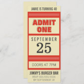 Rétro invitation de billet d'événement de fête (Devant / Derrière)