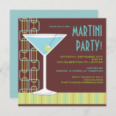 Rétro invitation de cocktail de Martini (Devant / Derrière)